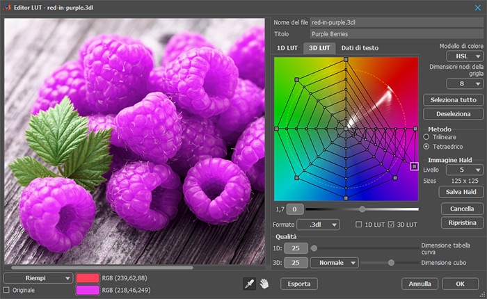 Editor LUT in AliveColors: Creazione e modifica di tabelle di ricerca