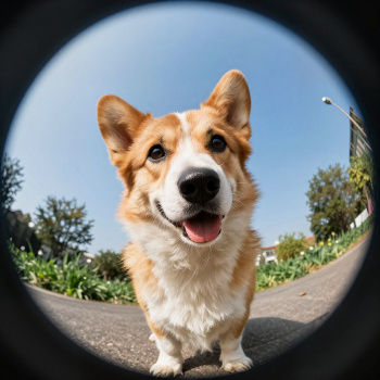 Corgi. Fisheye Lens Photo