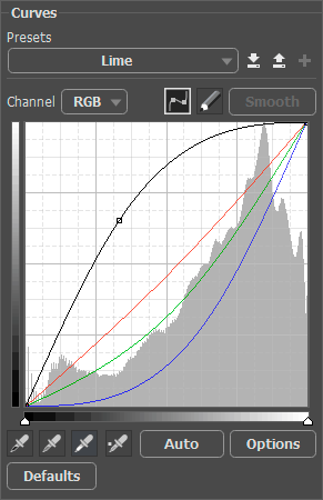 Curves Adjustment Layer Settings Panel