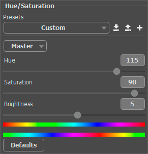 Adjustment Layer Settings Panel