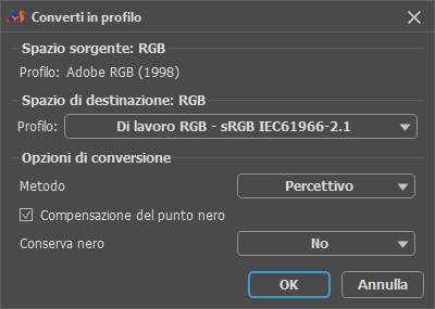 Convert to Profile Dialog