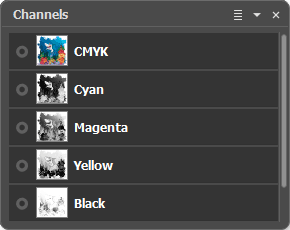 Channels Panel for CMYK