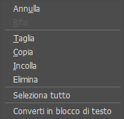 Menu dei comandi