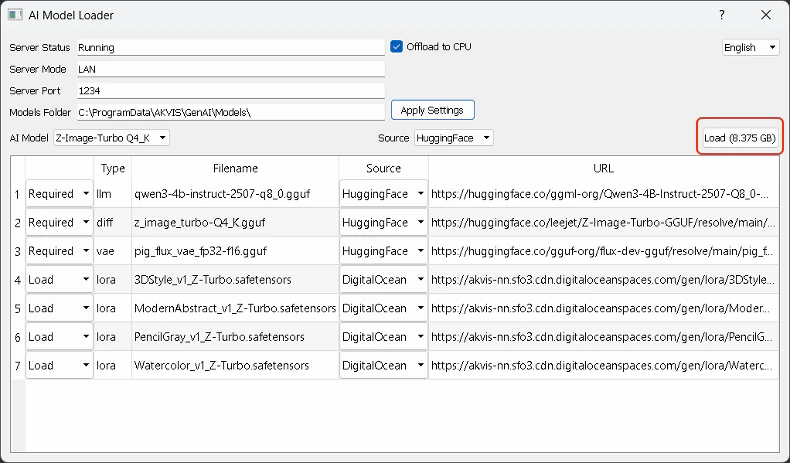 Загрузка моделей генерации
